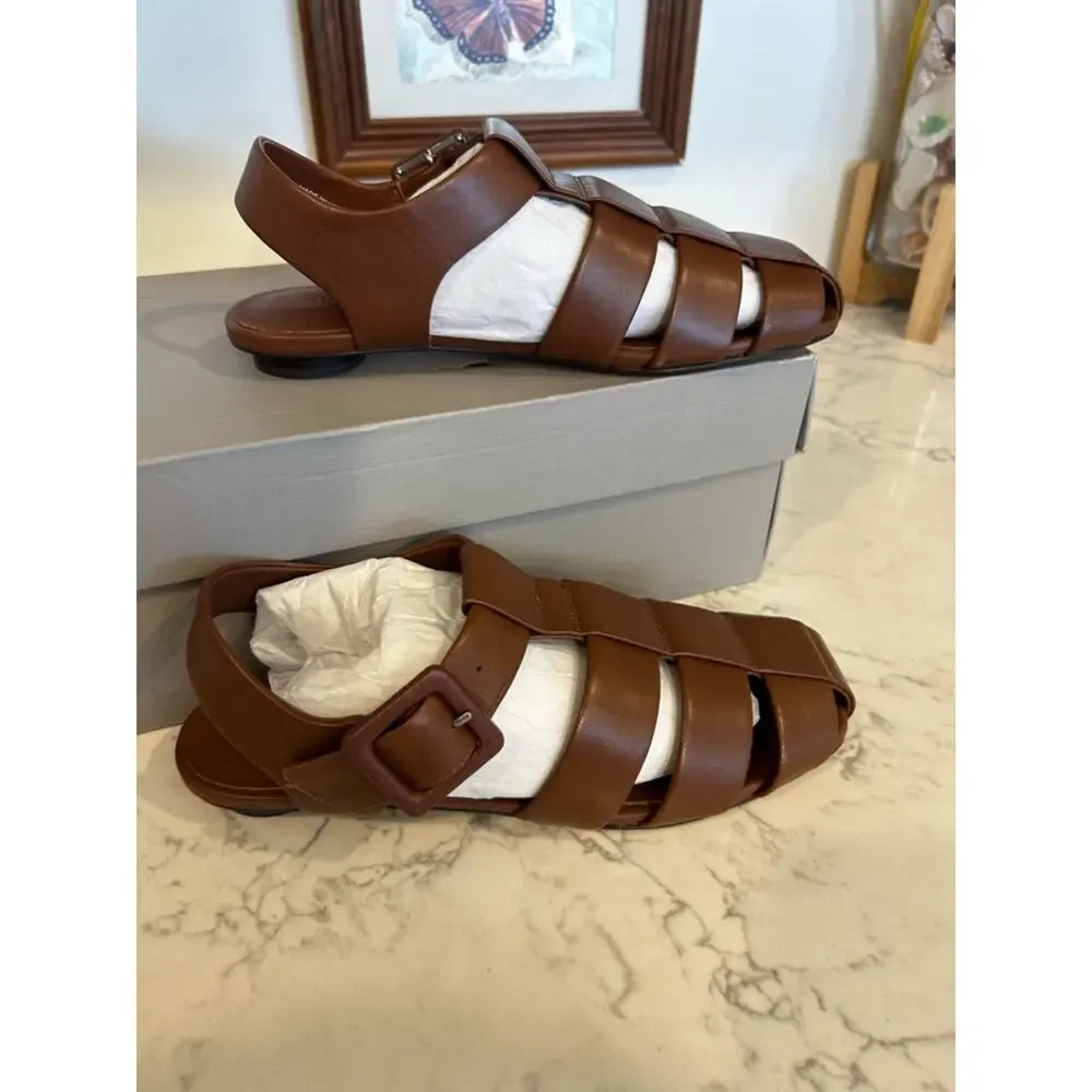 Everlane The Day Fisherman‎ Sandal Rum Brown Leather Strappy Shoe Size 6
